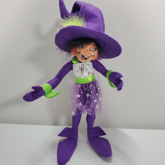 Annalee 2009 Purple Witch Elf Doll 9in Halloween Poseable Felt Decor‎ Figure - Picture 1 of 11